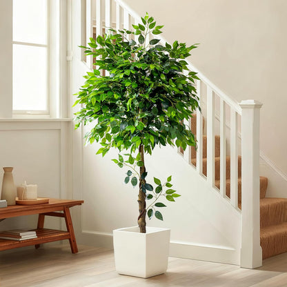 Erimda 7ft Artificial Ficus Tree for Home Decor, Faux Silk Plants Faux Plant Fake Silk Trees with Pot for Indoor House Living Room Office Garden