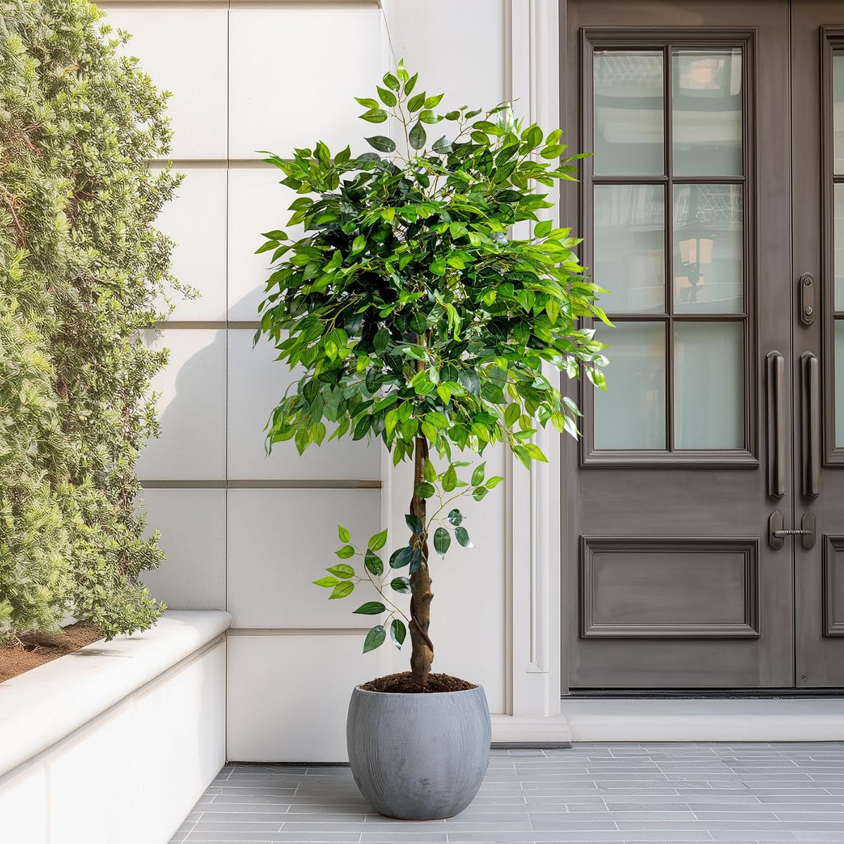 Erimda 7ft Artificial Ficus Tree for Home Decor, Faux Silk Plants Faux Plant Fake Silk Trees with Pot for Indoor House Living Room Office Garden
