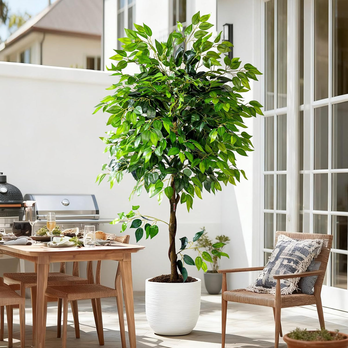 Erimda 7ft Artificial Ficus Tree for Home Decor, Faux Silk Plants Faux Plant Fake Silk Trees with Pot for Indoor House Living Room Office Garden
