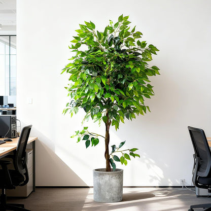 Erimda 7ft Artificial Ficus Tree for Home Decor, Faux Silk Plants Faux Plant Fake Silk Trees with Pot for Indoor House Living Room Office Garden