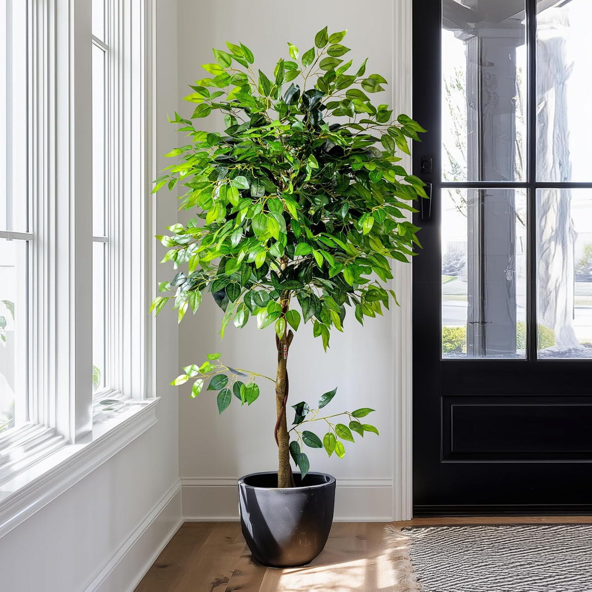 Erimda 7ft Artificial Ficus Tree for Home Decor, Faux Silk Plants Faux Plant Fake Silk Trees with Pot for Indoor House Living Room Office Garden