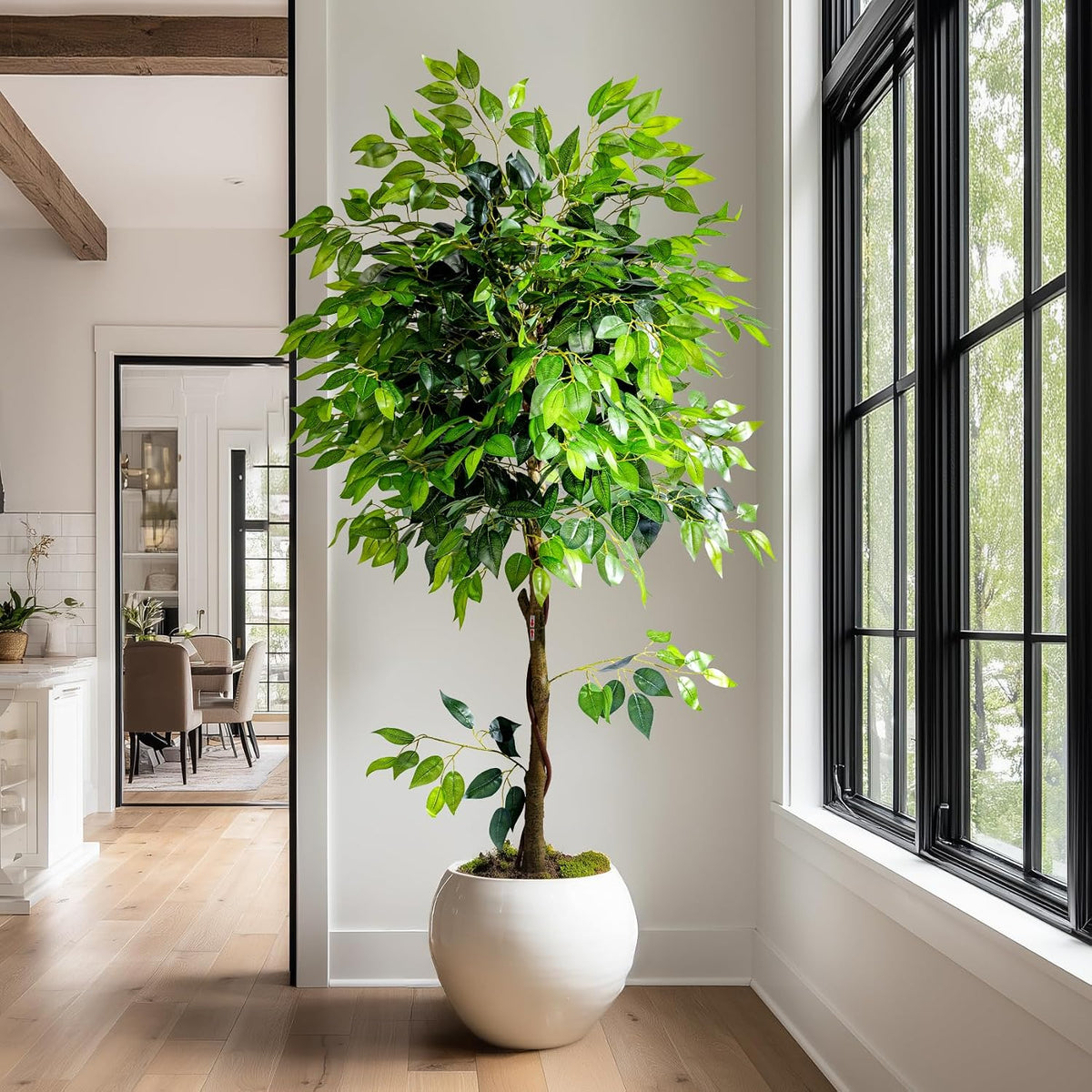 Erimda 7ft Artificial Ficus Tree for Home Decor, Faux Silk Plants Faux Plant Fake Silk Trees with Pot for Indoor House Living Room Office Garden