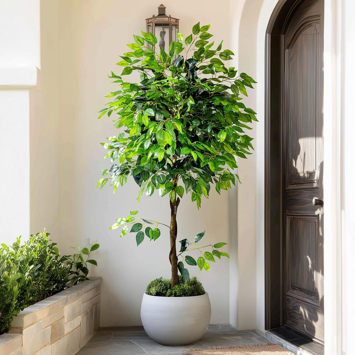 Erimda 7ft Artificial Ficus Tree for Home Decor, Faux Silk Plants Faux Plant Fake Silk Trees with Pot for Indoor House Living Room Office Garden