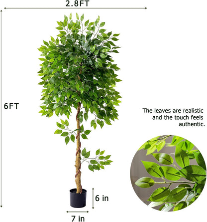 Erimda 7ft Artificial Ficus Tree for Home Decor, Faux Silk Plants Faux Plant Fake Silk Trees with Pot for Indoor House Living Room Office Garden