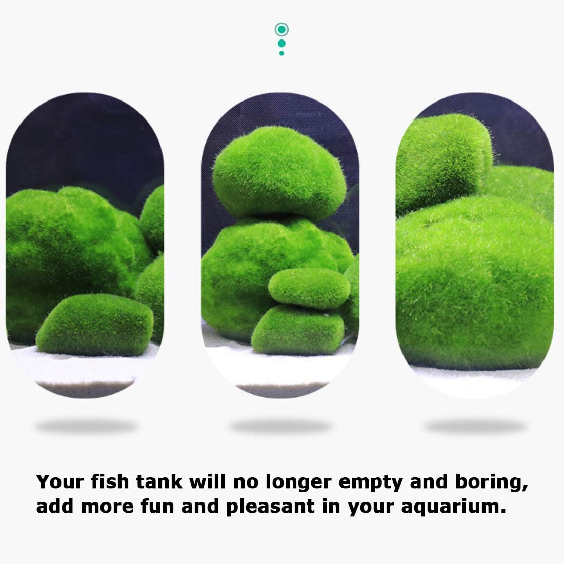 Tank Decoration Artificial Moss Stone Resin Water Plant Setting Green Grass Ball Decorative Plants Scenery 3Pcs(M)