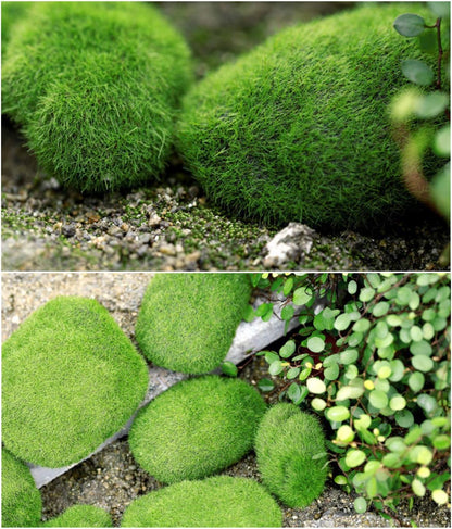 Tank Decoration Artificial Moss Stone Resin Water Plant Setting Green Grass Ball Decorative Plants Scenery 3Pcs(M)