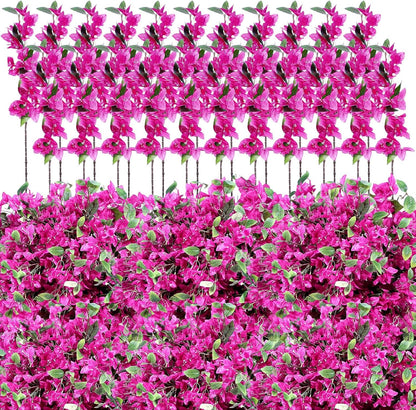 60 Pcs Fake Bougainvillea Bulk Silk Flower UV Resistant, Rose Purple