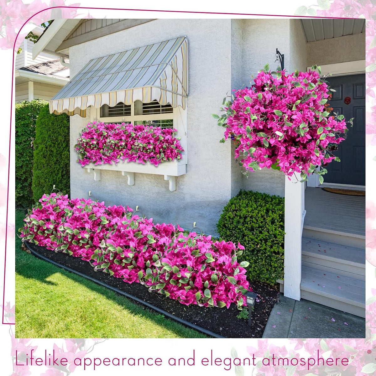 60 Pcs Fake Bougainvillea Bulk Silk Flower UV Resistant, Rose Purple