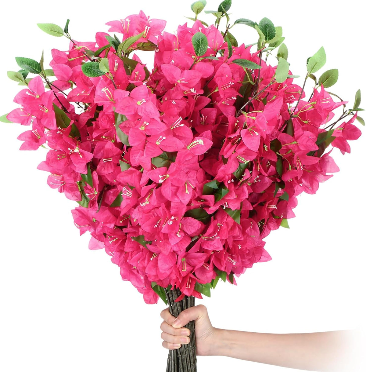 60 Pcs Fake Bougainvillea Bulk Silk Flower UV Resistant, Rose Purple