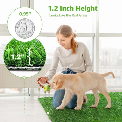 2 Pack Artificial Dog Grass Pee Pad 20"x 25", Fake Grass Pad for Dogs Potty | Easy to Clean, Replacement Turf Mat, Washable, Reusable, Realistic, Indoor Puppy Potty Training, for Apartment, Balcony Use