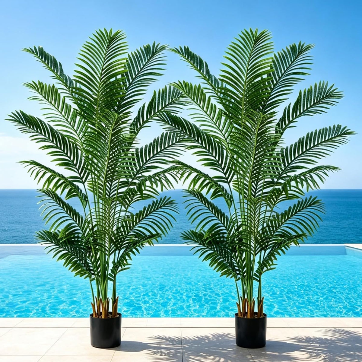 6FT Artificial Palm Trees 2 Pack, Fake Areca Potted Plants