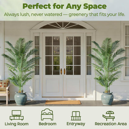 6FT Artificial Palm Trees 2 Pack, Fake Areca Potted Plants