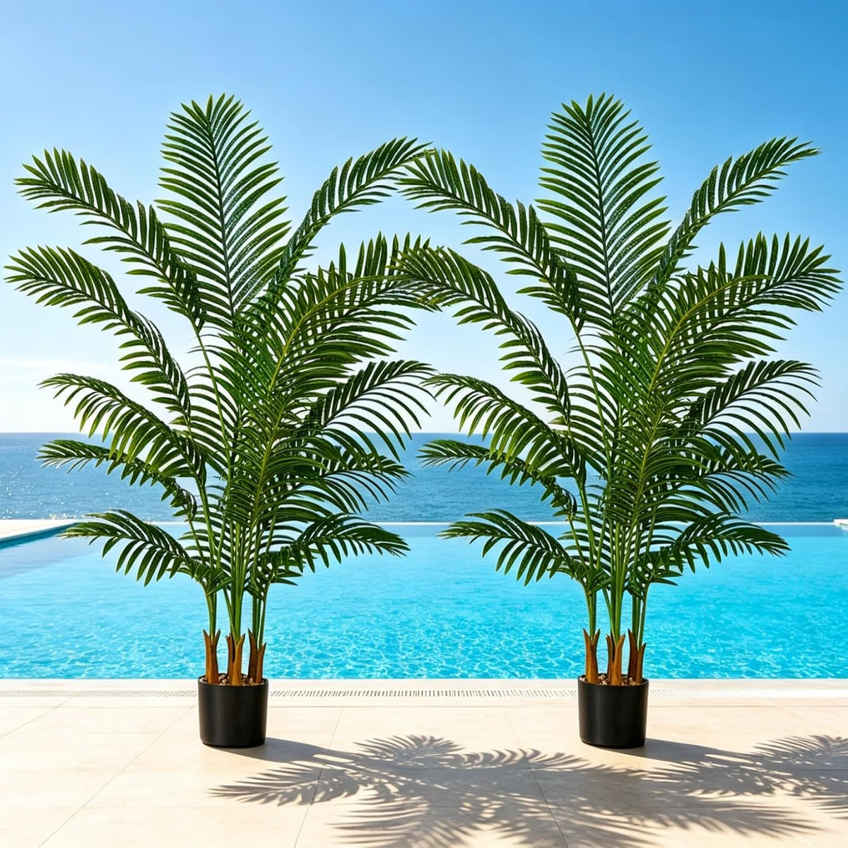 6FT Artificial Palm Trees 2 Pack, Fake Areca Potted Plants