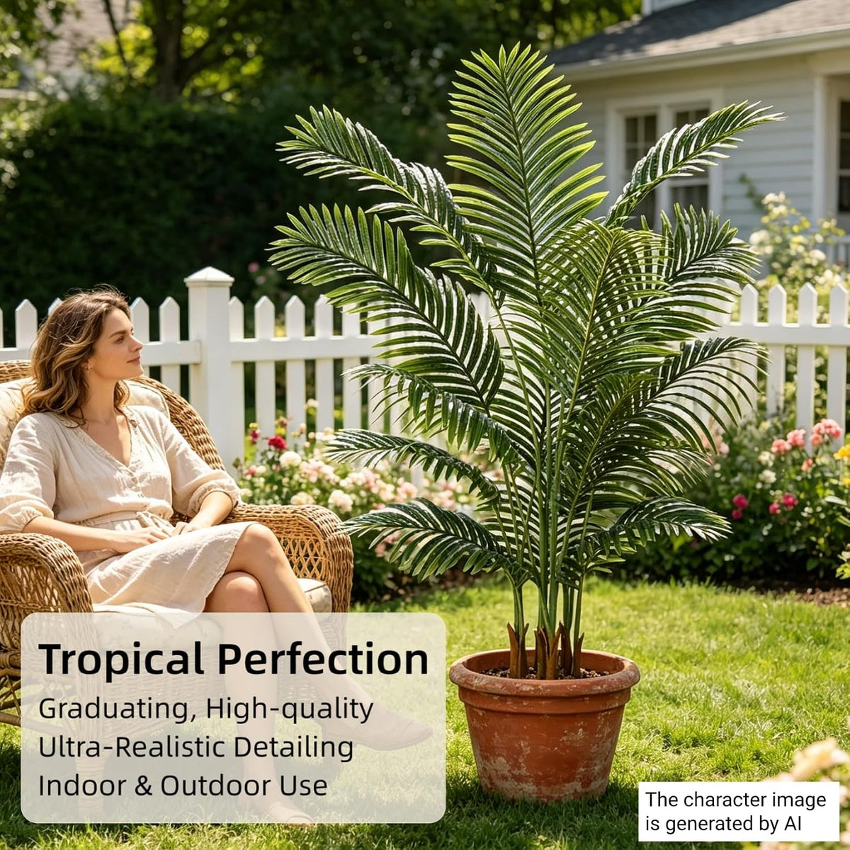 6FT Artificial Palm Trees 2 Pack, Fake Areca Potted Plants