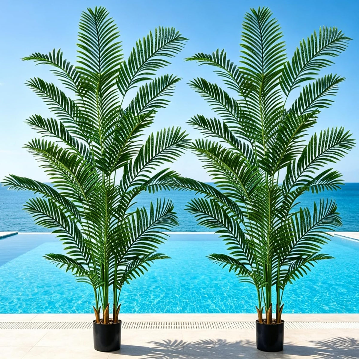 6FT Artificial Palm Trees 2 Pack, Fake Areca Potted Plants