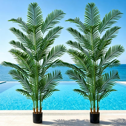 6FT Artificial Palm Trees 2 Pack, Fake Areca Potted Plants