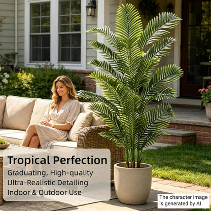 6FT Artificial Palm Trees 2 Pack, Fake Areca Potted Plants
