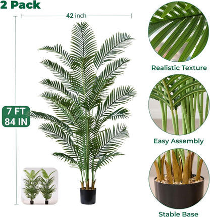 6FT Artificial Palm Trees 2 Pack, Fake Areca Potted Plants