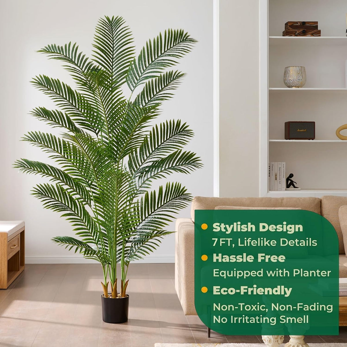 6FT Artificial Palm Trees 2 Pack, Fake Areca Potted Plants