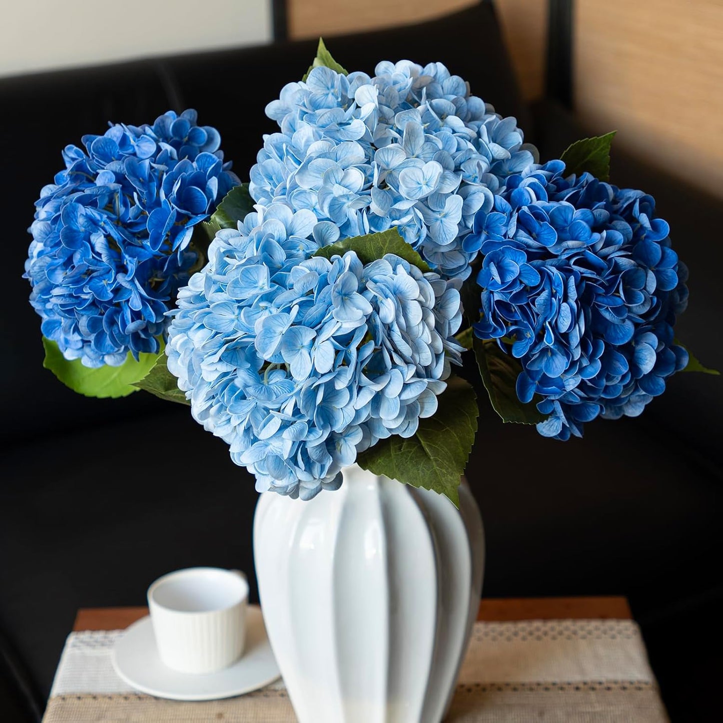22" Real Soft Touch Hydrangea Artificial Flowers Realistic,Large Long Stem Fake Flowers Full Latex Faux,Wedding Bouquet,Party Home Decor,Garden Office Room Table Centerpieces Light Green 4pcs