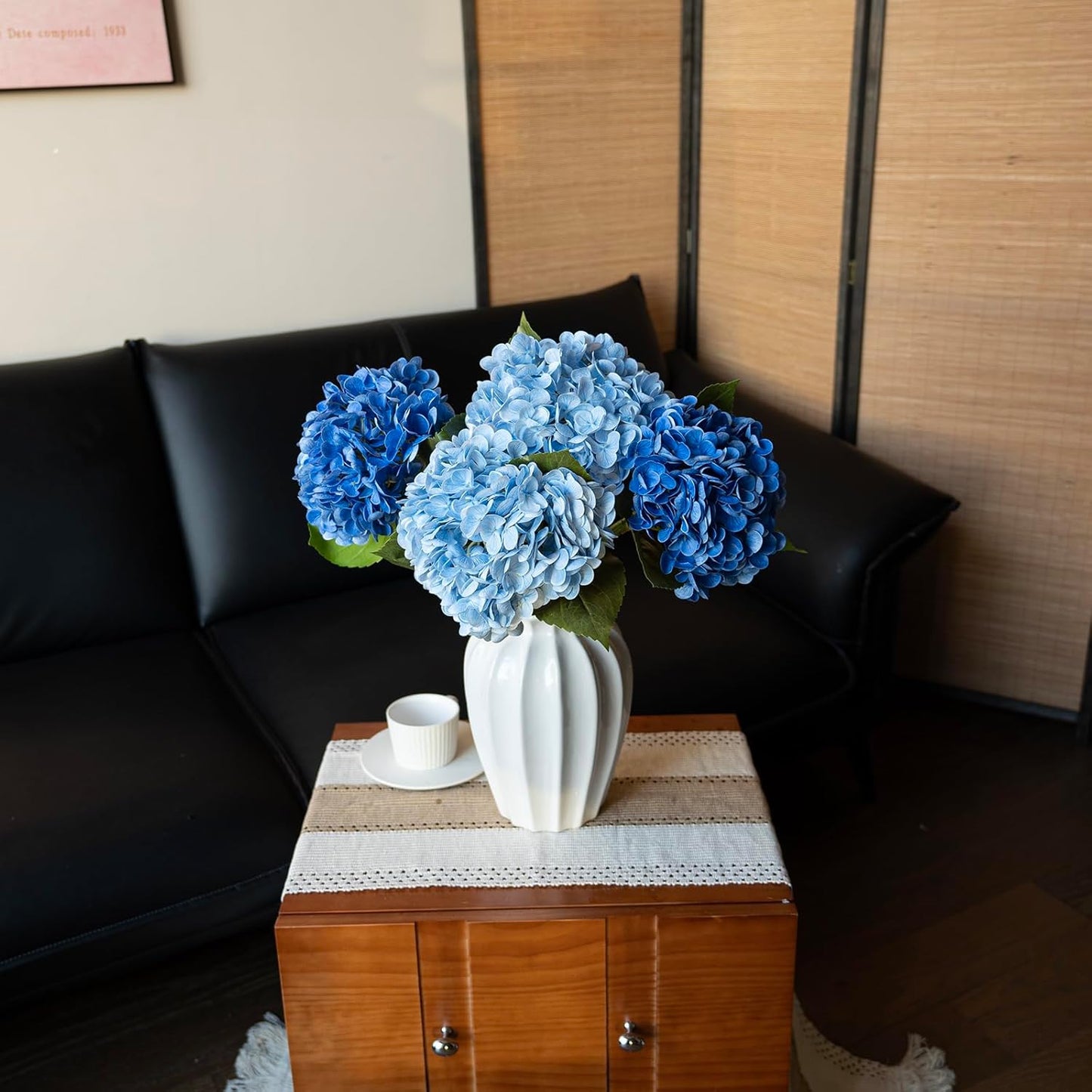 22" Real Soft Touch Hydrangea Artificial Flowers Realistic,Large Long Stem Fake Flowers Full Latex Faux,Wedding Bouquet,Party Home Decor,Garden Office Room Table Centerpieces Light Green 4pcs