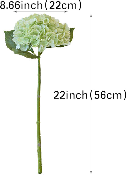 22" Real Soft Touch Hydrangea Artificial Flowers Realistic,Large Long Stem Fake Flowers Full Latex Faux,Wedding Bouquet,Party Home Decor,Garden Office Room Table Centerpieces Light Green 4pcs
