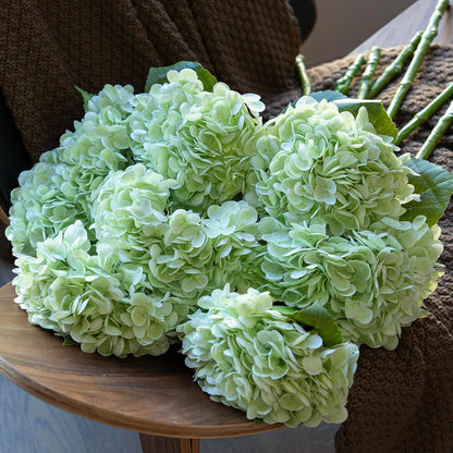 22" Real Soft Touch Hydrangea Artificial Flowers Realistic,Large Long Stem Fake Flowers Full Latex Faux,Wedding Bouquet,Party Home Decor,Garden Office Room Table Centerpieces Light Green 4pcs