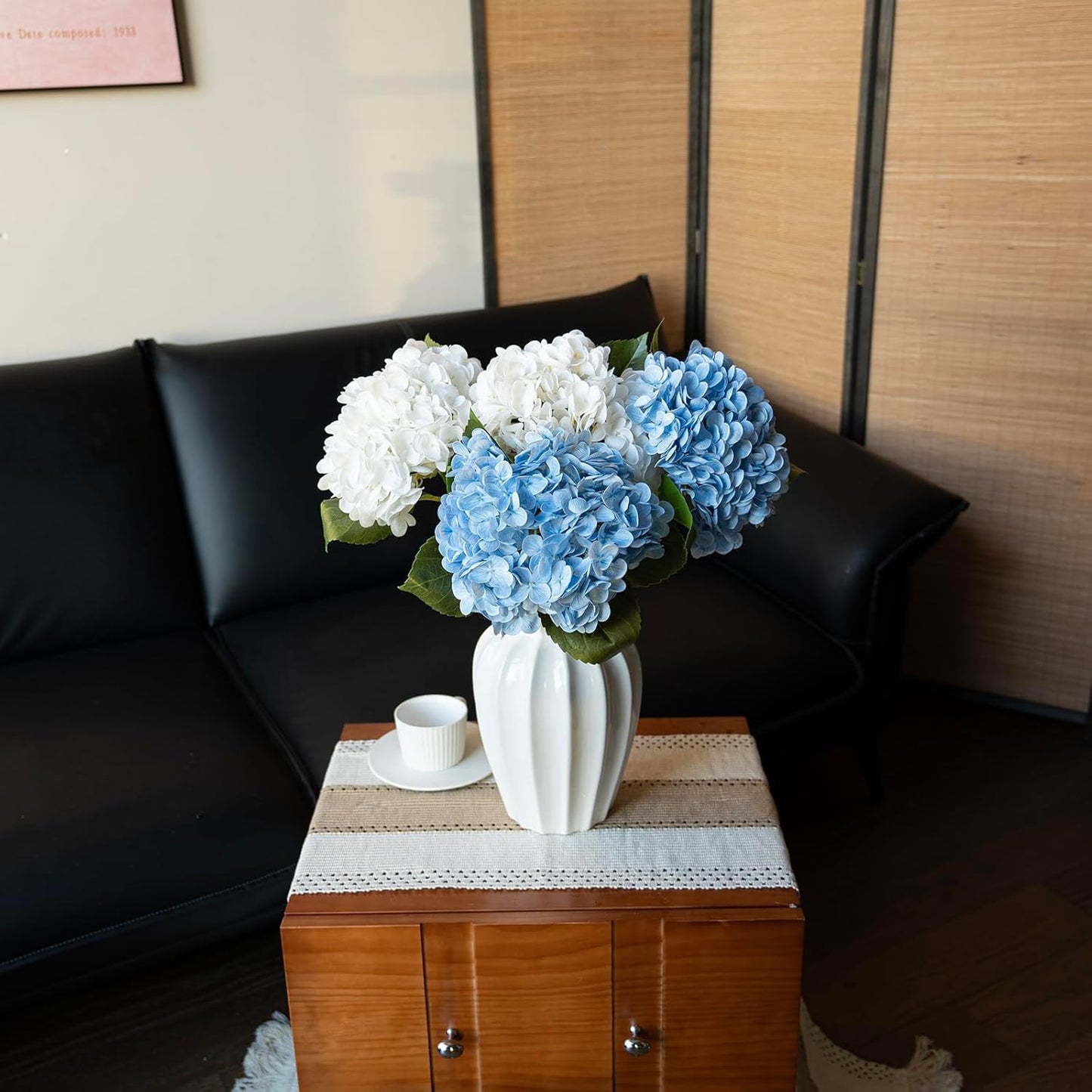22" Real Soft Touch Hydrangea Artificial Flowers Realistic,Large Long Stem Fake Flowers Full Latex Faux,Wedding Bouquet,Party Home Decor,Garden Office Room Table Centerpieces Light Green 4pcs