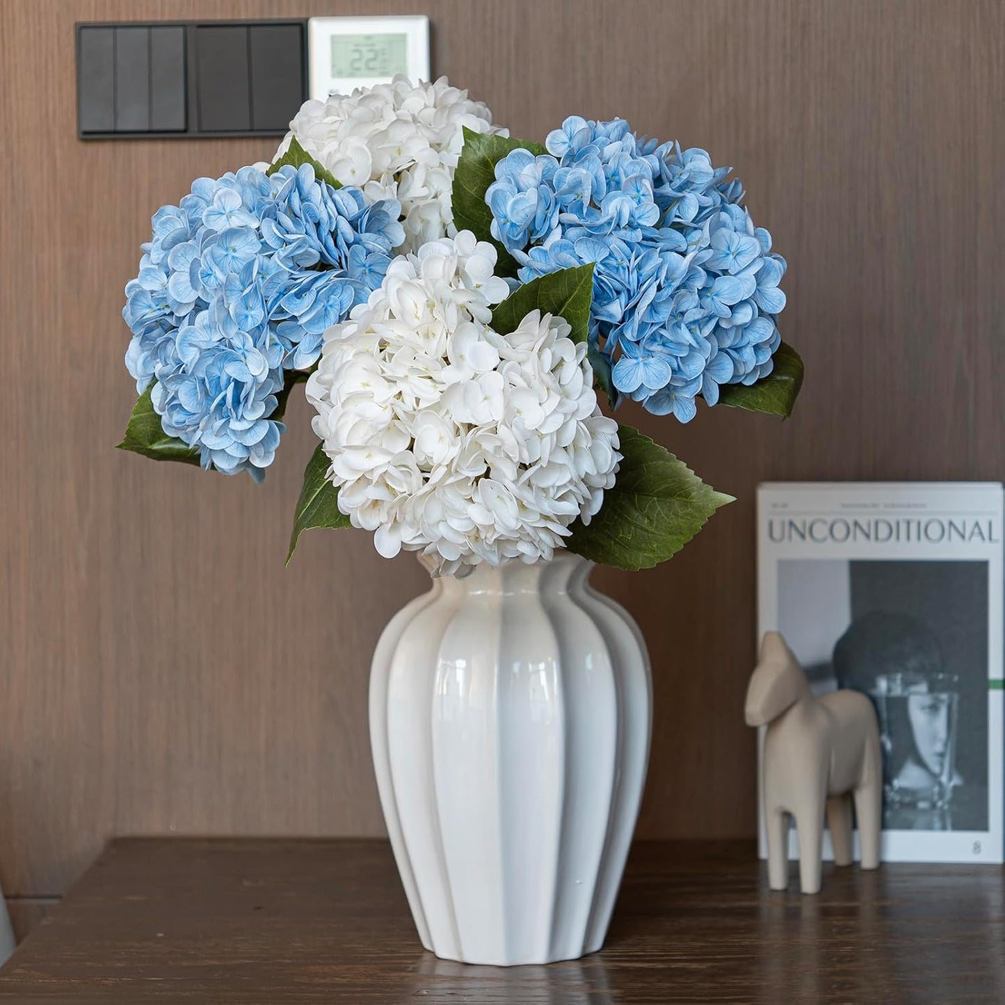 22" Real Soft Touch Hydrangea Artificial Flowers Realistic,Large Long Stem Fake Flowers Full Latex Faux,Wedding Bouquet,Party Home Decor,Garden Office Room Table Centerpieces Light Green 4pcs