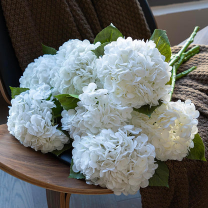 22" Real Soft Touch Hydrangea Artificial Flowers Realistic,Large Long Stem Fake Flowers Full Latex Faux,Wedding Bouquet,Party Home Decor,Garden Office Room Table Centerpieces Light Green 4pcs