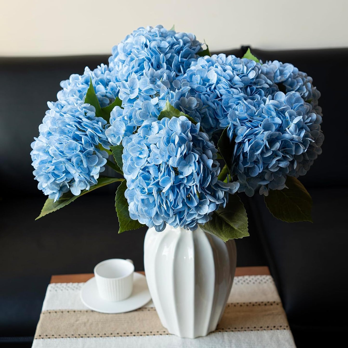 22" Real Soft Touch Hydrangea Artificial Flowers Realistic,Large Long Stem Fake Flowers Full Latex Faux,Wedding Bouquet,Party Home Decor,Garden Office Room Table Centerpieces Light Green 4pcs