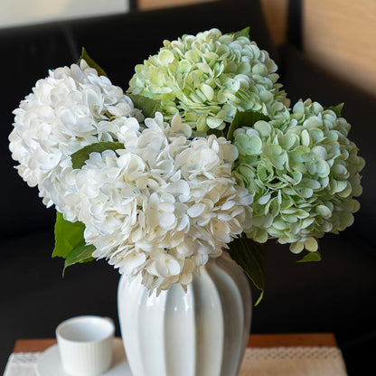 22" Real Soft Touch Hydrangea Artificial Flowers Realistic,Large Long Stem Fake Flowers Full Latex Faux,Wedding Bouquet,Party Home Decor,Garden Office Room Table Centerpieces Light Green 4pcs