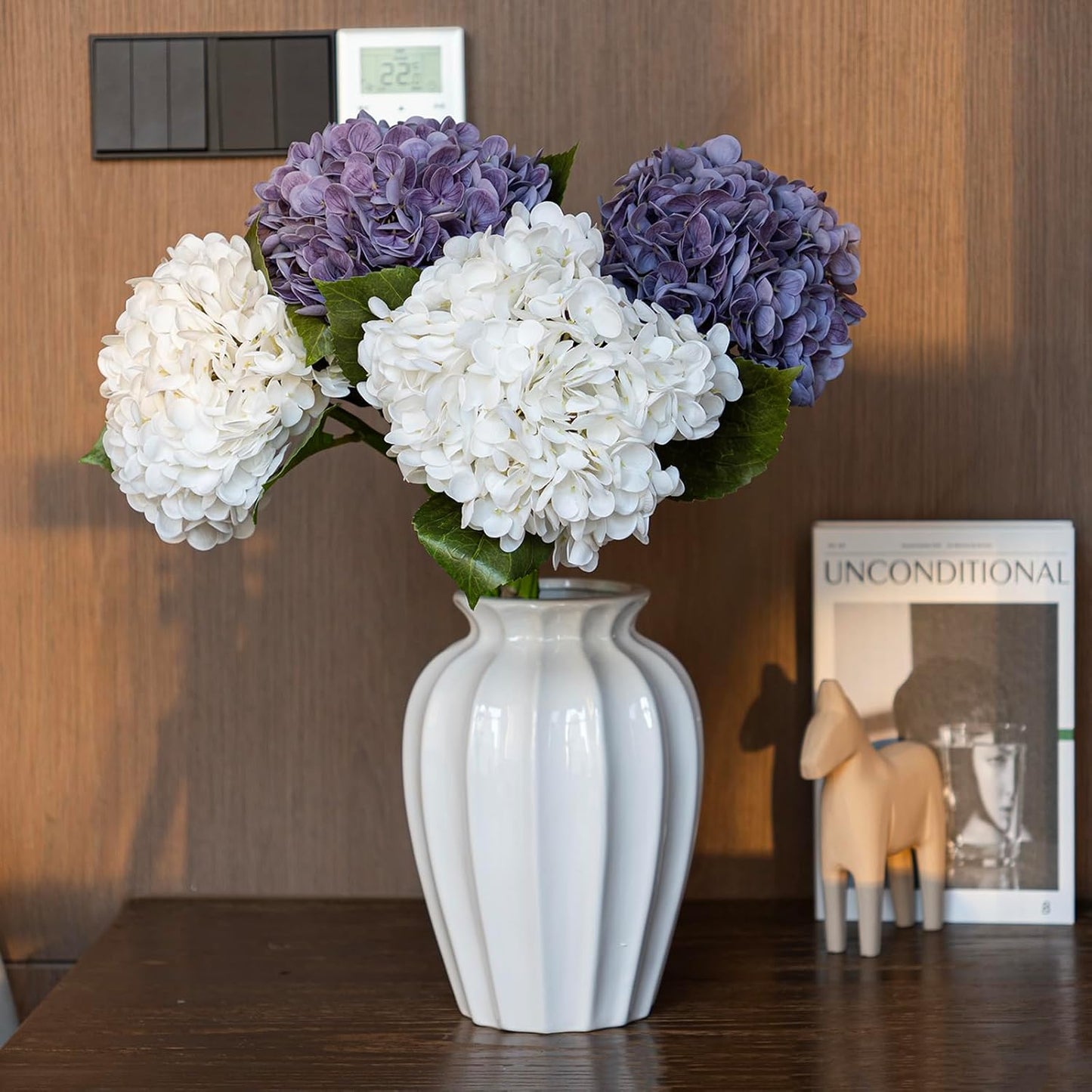22" Real Soft Touch Hydrangea Artificial Flowers Realistic,Large Long Stem Fake Flowers Full Latex Faux,Wedding Bouquet,Party Home Decor,Garden Office Room Table Centerpieces Light Green 4pcs