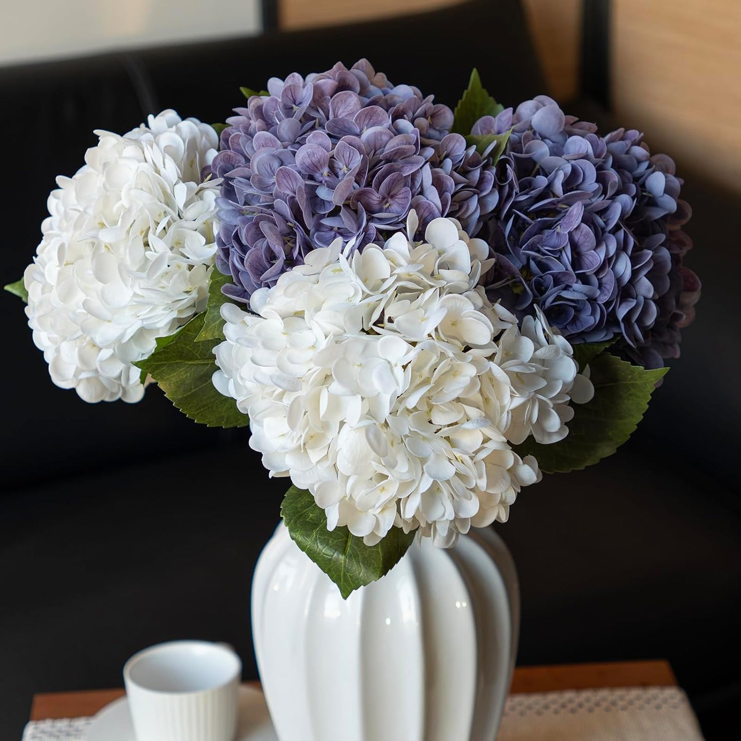 22" Real Soft Touch Hydrangea Artificial Flowers Realistic,Large Long Stem Fake Flowers Full Latex Faux,Wedding Bouquet,Party Home Decor,Garden Office Room Table Centerpieces Light Green 4pcs