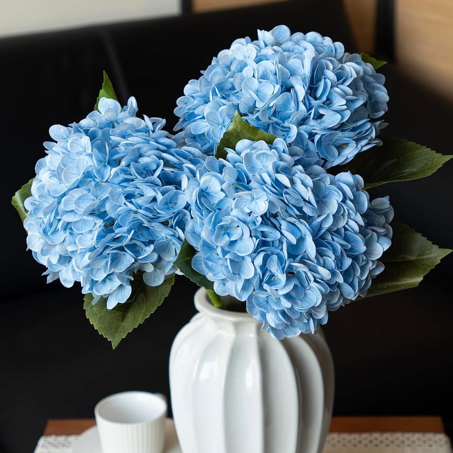 22" Real Soft Touch Hydrangea Artificial Flowers Realistic,Large Long Stem Fake Flowers Full Latex Faux,Wedding Bouquet,Party Home Decor,Garden Office Room Table Centerpieces Light Green 4pcs