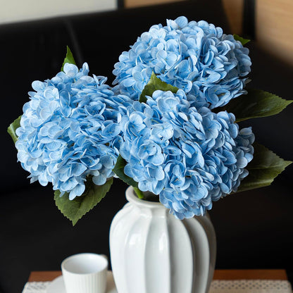 22" Real Soft Touch Hydrangea Artificial Flowers Realistic,Large Long Stem Fake Flowers Full Latex Faux,Wedding Bouquet,Party Home Decor,Garden Office Room Table Centerpieces Light Green 4pcs