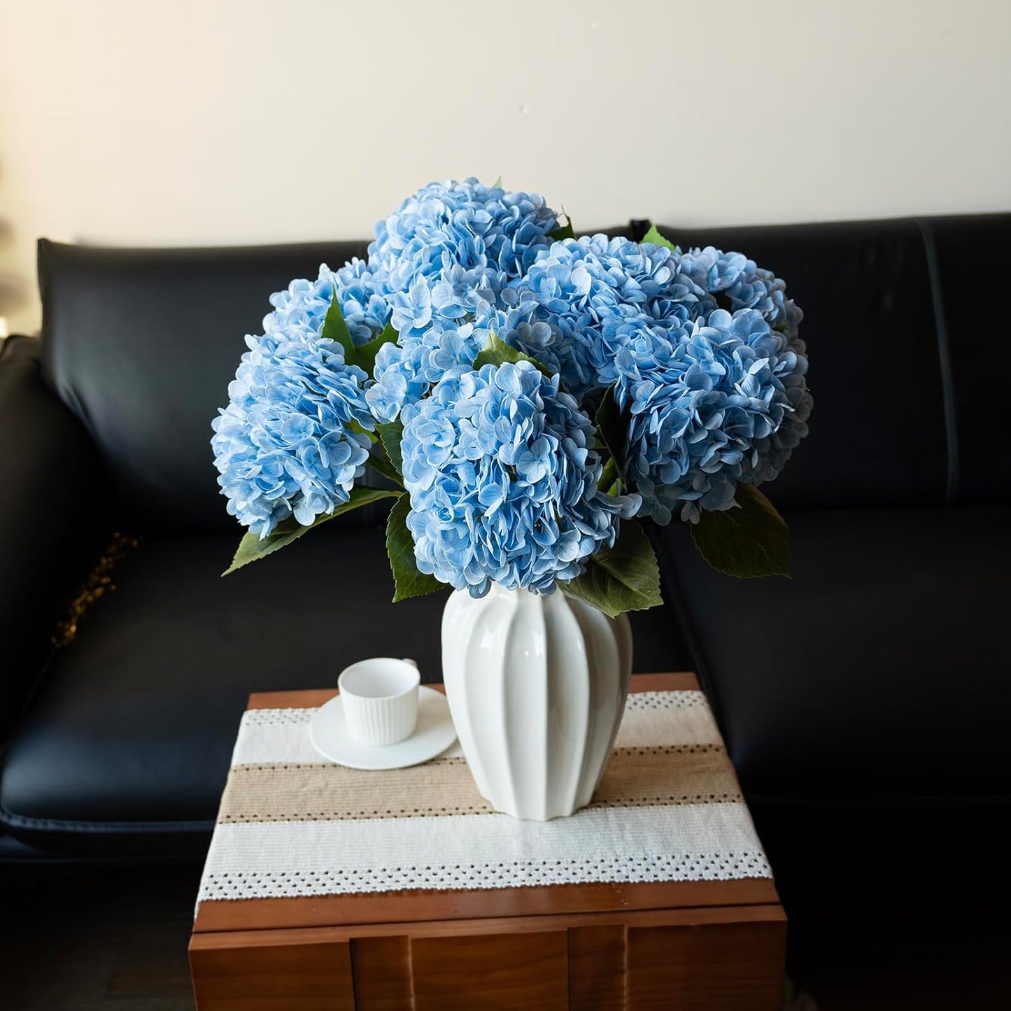 22" Real Soft Touch Hydrangea Artificial Flowers Realistic,Large Long Stem Fake Flowers Full Latex Faux,Wedding Bouquet,Party Home Decor,Garden Office Room Table Centerpieces Light Green 4pcs