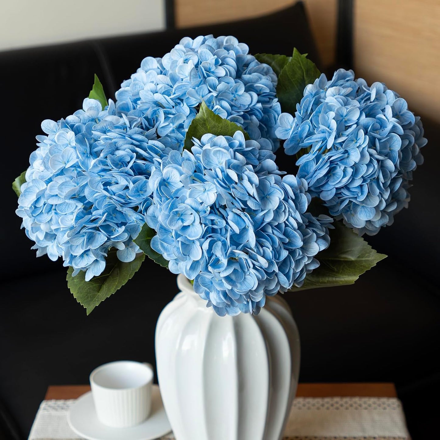 22" Real Soft Touch Hydrangea Artificial Flowers Realistic,Large Long Stem Fake Flowers Full Latex Faux,Wedding Bouquet,Party Home Decor,Garden Office Room Table Centerpieces Light Green 4pcs