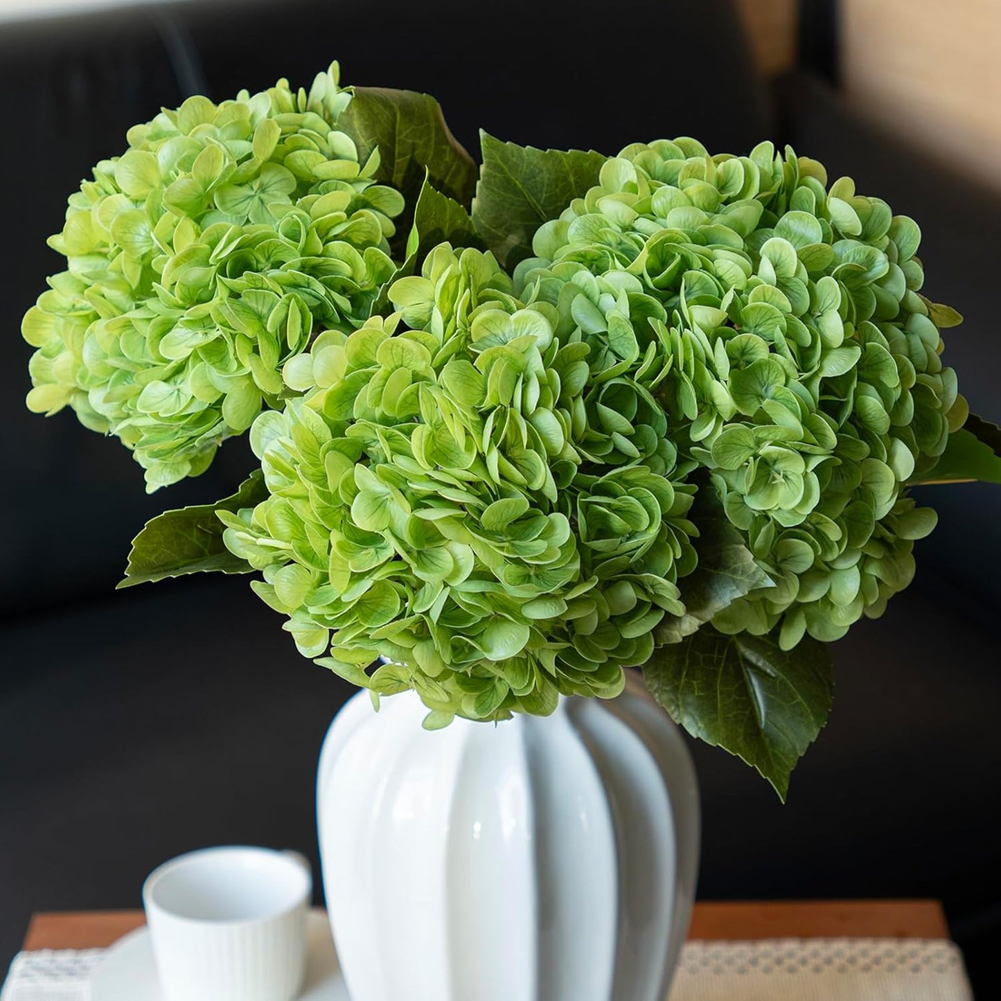 22" Real Soft Touch Hydrangea Artificial Flowers Realistic,Large Long Stem Fake Flowers Full Latex Faux,Wedding Bouquet,Party Home Decor,Garden Office Room Table Centerpieces Light Green 4pcs