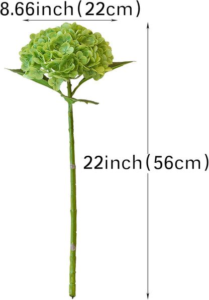 22" Real Soft Touch Hydrangea Artificial Flowers Realistic,Large Long Stem Fake Flowers Full Latex Faux,Wedding Bouquet,Party Home Decor,Garden Office Room Table Centerpieces Light Green 4pcs