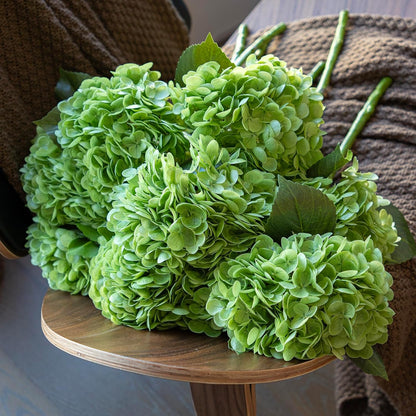 22" Real Soft Touch Hydrangea Artificial Flowers Realistic,Large Long Stem Fake Flowers Full Latex Faux,Wedding Bouquet,Party Home Decor,Garden Office Room Table Centerpieces Light Green 4pcs