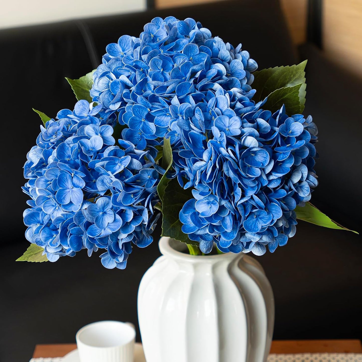 22" Real Soft Touch Hydrangea Artificial Flowers Realistic,Large Long Stem Fake Flowers Full Latex Faux,Wedding Bouquet,Party Home Decor,Garden Office Room Table Centerpieces Light Green 4pcs