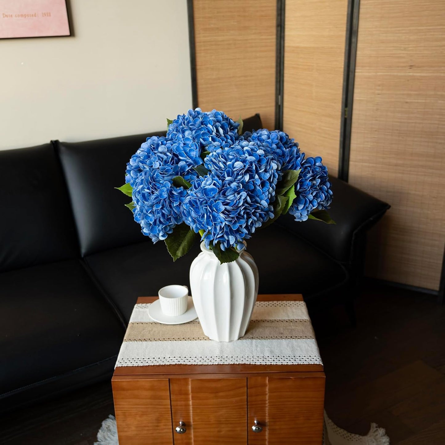 22" Real Soft Touch Hydrangea Artificial Flowers Realistic,Large Long Stem Fake Flowers Full Latex Faux,Wedding Bouquet,Party Home Decor,Garden Office Room Table Centerpieces Light Green 4pcs