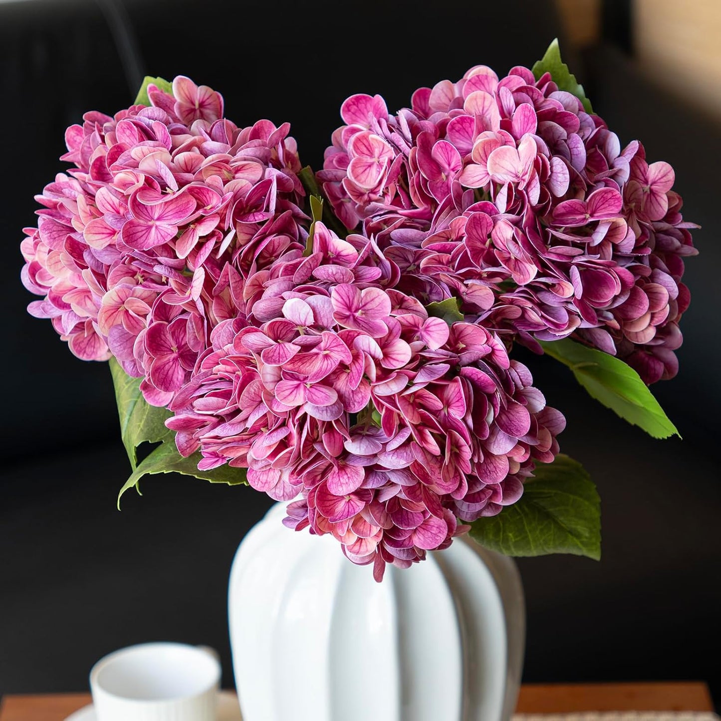 22" Real Soft Touch Hydrangea Artificial Flowers Realistic,Large Long Stem Fake Flowers Full Latex Faux,Wedding Bouquet,Party Home Decor,Garden Office Room Table Centerpieces Light Green 4pcs
