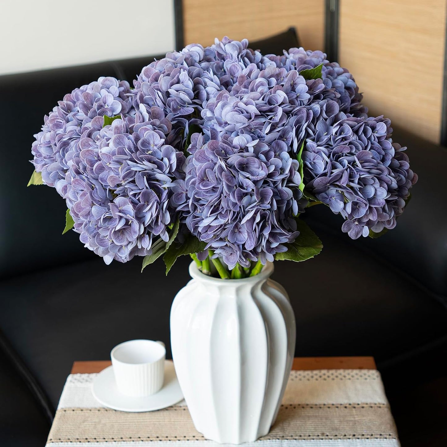 22" Real Soft Touch Hydrangea Artificial Flowers Realistic,Large Long Stem Fake Flowers Full Latex Faux,Wedding Bouquet,Party Home Decor,Garden Office Room Table Centerpieces Light Green 4pcs