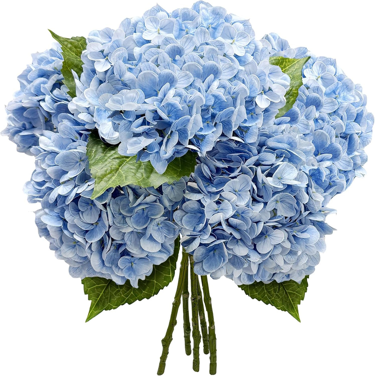21In White Artificial Hydrangea Flowers with Stems 5 Pcs