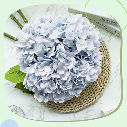 21In White Artificial Hydrangea Flowers with Stems 5 Pcs