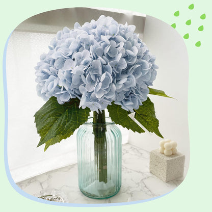 21In White Artificial Hydrangea Flowers with Stems 5 Pcs