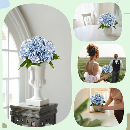 21In White Artificial Hydrangea Flowers with Stems 5 Pcs