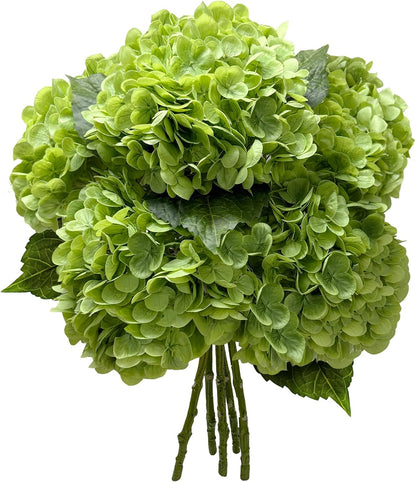 21In White Artificial Hydrangea Flowers with Stems 5 Pcs